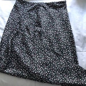 floral long silky skirt